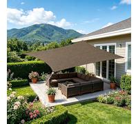 Voile d'ombrage Rectangulaire 1.7 x 3.4 m Polyéthylène Haute Densité Toile Tendue avec Cordes pour Camping Piscine Balcon Camping Pergola, Brun