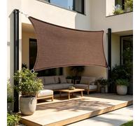 Voile d'ombrage Rectangulaire 1.7 x 3.7 m Protection Solaire Résistant Aux UV Toile d'ombrage avec Œillets D et Cordes pour Patio Balcon Terrasse Extérieur, Brun