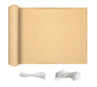 Voile d'ombrage rectangulaire 1,9 x 3,7 m avec œillets, protection UV, filet d'intimité, sans perçage, parfait pour balcon, terrasse, jardin (jaune sable)