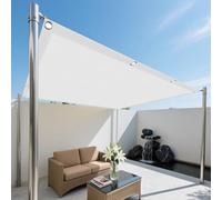 Voile d'ombrage Rectangulaire 1 x 1 m Anti-Déchirure Protection UV 93% Bache Ombrage Auvent D'Ombre avec Le Kit de Fixation pour Terrasse Jardin Extérieur Balcon, Blanc