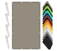 Voile d'ombrage Rectangulaire 100 x 500 cm Contre Le Vent Polyester avec Protection UV Voile de Parasol Anti UV avec Cordons pour Patio Balcon Terrasse Camping Extérieur, Kaki
