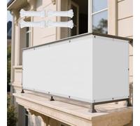 Voile d'ombrage Rectangulaire 130 x 500 cm Polyester Anti-Déchirure Toile d'ombrage Pergola avec Cordons pour Terrasse Jardin Extérieur Balcon, Blanc