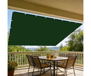Voile d'ombrage Rectangulaire 140 x 250 cm Résistant à l'eau Imperméable Toile Ombrage Contre Le Vent pour Patio Jardin, Terrasse, Extérieur, Balcon, Vert Foncé