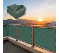 Voile d'ombrage Rectangulaire 144 x 350 cm, Occultant, Protection Contre Soleil, Vent, UV, Résistant Aux Intempéries Balcon Couverture de Écran, with Rope pour Balcon, Vert