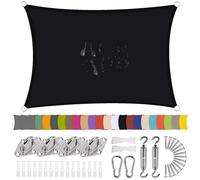 Voile d'ombrage Rectangulaire 1x3m Noir, Toile Solaire Rectangular, 90% Une Protection des Rayons UV avec Le Kit de Fixation, pour Extérieur/Terrasse/Jardin