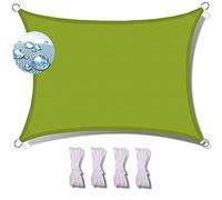 Voile d'ombrage rectangulaire 2 x 2,5 m en tissu de protection UV pour extérieur résistant aux déchirures avec cordes à nouer, parfait pour le camping, jaune et vert