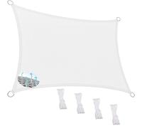 Voile d'ombrage rectangulaire - 280 x 480 cm - Protection UV à 95 % - Respirant - En polyéthylène haute densité - Avec corde, parfait pour le jardin, la terrasse, l'extérieur (personnalisable) - Blanc
