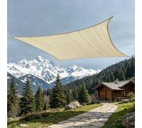 Voile d'ombrage Rectangulaire 310 x 350 cm Respirant, Perméable à L’Eau Toile d'ombrage avec Cordes pour Patio Jardin Terrasse Extérieur avec Corde, Couleur Crème