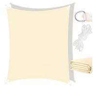 Voile d'ombrage rectangulaire, 4 x 3 m (Beige), imperméable, Protection UV, 90% Ombre, Store d'extérieur pour terrasse, Balcon, Jardin, Camping, revêtement en polyuréthane Robuste et Accessoires