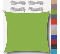 Voile d'ombrage rectangulaire 4 x 4 m, en polyéthylène haute densité résistant aux UV, coupe-vent, imperméable, résistant aux déchirures, pour balcon et jardin, vert 5 x 5 x 7,1 m