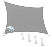 Voile d'ombrage rectangulaire - 400 x 440 cm - Protection UV à 95 % - Respirant - Avec cordon - Pour terrasse, jardin, extérieur (personnalisable) - Gris clair