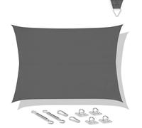 Voile d'ombrage rectangulaire - 400x300 cm - gris | kit inox inclus