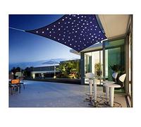 Voile d'ombrage rectangulaire avec lumières LED, bloque 95 % des UV, tissu Oxford imperméable, pour terrasse, balcon et jardin, taille personnalisable, 3,6 x 3,6 m, protection solaire pour l'extérieur