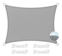 Voile d'ombrage Rectangulaire Design 170 x 200 cm, Protection Solaire Hdpe, Respirant, Perméable, Filet d'ombrage Pergola Coupe-Vent Voiles, pour Terrasse, Balcon, Jardin, Gris Clair