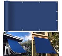 Voile d'ombrage rectangulaire en polyester polyéthylène durable avec cordes de montage pour terrasse, jardin, cour, 3 x 7 m, bleu marine, protection UV