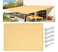 Voile d'ombrage rectangulaire en polyéthylène haute densité respirant, bloque 98 % des UV, pour terrasse, porche, jardin, extérieur, couleur crème pour une protection ultime, 2,2 x 9 m