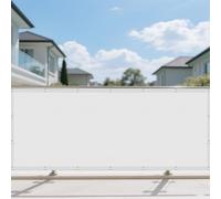 Voile d'ombrage Rectangulaire Étanche 200 x 370 cm Polyester Anti-Déchirure Toile PES Résistant à l'eau avec Corde Libre et Oeillets pour Balcon, Camping, Terrasse, Jardin, Blanc