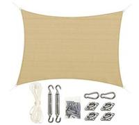 Outsunny Voile d'ombrage rectangulaire 4 x 3 m polyéthylène Haute densité Protection UV avec Sac de Rangement - Coloris Beige