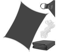 Voile d'ombrage rectangulaire (Graphite), 3 x 2 cm, imperméable, Protection UV, 90% d'ombre, Store d'extérieur pour terrasse, Balcon, Jardin, Camping, revêtement en polyuréthane Robuste et kit