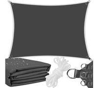 Voile d'ombrage rectangulaire (Graphite) 4 x 3 m imperméable, Protection UV 90% Ombre + Store d'extérieur pour terrasse, Balcon, Jardin, Camping + revêtement en polyuréthane Robuste et kit