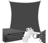 Voile d'ombrage rectangulaire (Graphite), 4 x 4 cm, imperméable, Protection UV, 90% d'ombre, Store d'extérieur pour terrasse, Balcon, Jardin, Camping, revêtement en polyuréthane Robuste et kit