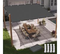 Voile d'ombrage rectangulaire imperméable 2 x 10 m, protection UV pour jardin et terrasse, tissu rafraîchissant avec corde, gris foncé