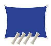 Voile d'ombrage rectangulaire imperméable - 3 x 6 m - Bleu - Pour jardin, terrasse, véranda - Avec corde gratuite pour une installation facile