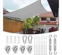 Voile d'ombrage rectangulaire imperméable, 4 x 6 m, gris clair, protection UV, auvent hydrofuge pour terrasse, jardin, balcon avec kit d'installation (couleur : gris clair, taille : 4 x 6 m)