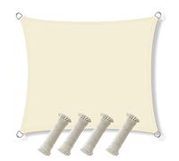 Voile d'ombrage rectangulaire imperméable - 5 x 5 m - Beige - Pour jardin, terrasse et véranda - Avec corde gratuite pour une installation facile