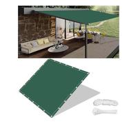 Voile d'ombrage rectangulaire imperméable de 1,6 x 8 m, vert foncé, protection UV pour jardin, balcon et terrasse, comprend des cordes de tension pour une installation facile et bloque le soleil.