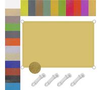 Voile d'ombrage rectangulaire imperméable de 1,9 x 2,5 m, protection UV et résistant aux intempéries avec anneaux en D, solution d'ombrage pour l'extérieur, jaune sable