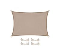 Voile d'ombrage rectangulaire imperméable et anti-UV - 3 x 5 m - Taupe -