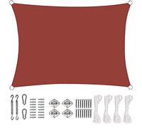 Voile d'ombrage rectangulaire imperméable et résistant aux UV avec corde gratuite pour terrasse et terrasse, pour extérieur, jardin, couleur vin rouge, 2 x 5,5 m
