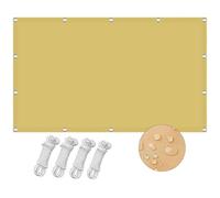 Voile d'ombrage rectangulaire imperméable et résistant aux UV avec cordes et œillets pour jardin, balcon, pergola, 1,7 x 3,8 m, crème