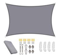 Voile D'ombrage Rectangulaire Imperméable,Nuits Uv,Pare-Soleil,Grill,Abris Solaires Pour Jardin,Camping,Randonnée,Auvent Modifié - Type Grey With 24pcs Kit-300x400cm