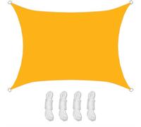 Voile d'ombrage rectangulaire imperméable - Protection UV à 95 % - Auvent pour extérieur, balcon et jardin - Résistant aux intempéries avec anneaux en D et cordon - Jaune mangue, 4 x 5 m