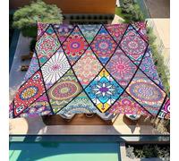 Voile d'Ombrage Rectangulaire Imprimée, Protection UV 90% Imperméable Anti-Déchirure, Voile Solaire Décorative pour Jardin Terrasse Balcon Piscine (Couleur-3,185x240cm)