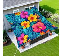Voile d'Ombrage Rectangulaire Imprimée, Protection UV 90% Imperméable Anti-Déchirure, Voile Solaire Décorative pour Jardin Terrasse Balcon Piscine (Couleur-1,150x150cm)