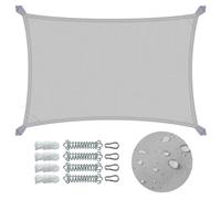 Voile d'Ombrage Rectangulaire Polyester Imperméable 3x2m Gris Clair Kit Montage