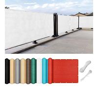 Voile d'ombrage rectangulaire pour balcon, durable, résistant au vent, avec œillets et clips, pour terrasse, terrasse, balustrade, 35 x 100 cm, blanc