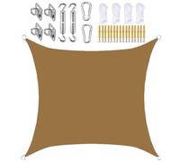 Voile d'ombrage rectangulaire pour extérieur avec kit de matériel - Blocage des UV à 95 % pour patio, terrasse, pergola - Tissu sable 2,4 x 2,4 m - Protection solaire parfaite pour jardins et piscines