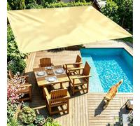 Voile d'Ombrage Rectangulaire,Toile Ombrage Imperméable Jaune Sable 1.4x1.4M/140x140cm Toile d'Ombrage avec Oeillets,Comprend 4 Cordes,Résistant au Soleil, pour Jardins, Terrasses, Piscines