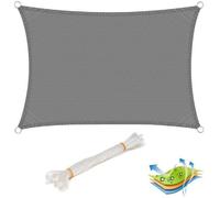 WOLTU Voile d'ombrage rectangulaire 2x3 m Respirante en HDPE, Toile d'ombrage Protection Solaire, Anti 85% UV Contre Le Vent, pour Jardin terrasse Camping Gris