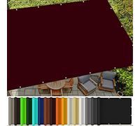 Voile d'ombrage résistant à l'eau - 5 x 5 m - Bloque 98 % des rayons UV - Pour terrasse - Kit de fixation personnalisable inclus - Parfait pour les jardins et les terrasses, couleur vin rouge