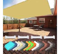 Voile d'ombrage résistant aux intempéries de 6 x 7 m avec œillets, pour extérieur, balcon et jardin, jaune sable clair, protection UV et facile à installer