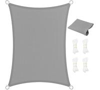 Voile d'ombrage Respirant 1.6 x 3.3 m Rectangulaire, 95% UV Protection, Coupe-Vent, Personnalisable Filet Protection Solaire avec Corde pour Jardin Patio Extérieur Terrasse Pergola, Gris Clair