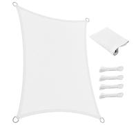 Voile d'ombrage Respirant 120 x 220 cm Rectangulaire, 95% UV Protection, Coupe-Vent, Personnalisable Filet de Jardin Patio avec Corde pour Jardin Patio Extérieur Terrasse Pergola, Blanc