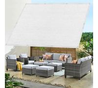 Voile d'ombrage Respirant 220 x 220 cm Protection des Rayons UV, Résistant, Rectangle, Filet d'ombrage avec Oeillets et Cordons pour Patio Jardin Terrasse Extérieur Balcon, Blanc