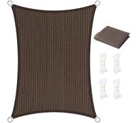 Voile d'ombrage Respirant 3.4 x 3.4 m Rectangulaire, 95% UV Protection, Coupe-Vent, Personnalisable Filet Protection Solaire avec Corde pour Jardin Patio Extérieur Terrasse Pergola, Marron