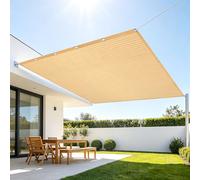 Voile d'ombrage respirant de 1,4 x 7 m avec œillets pour jardin, terrasse, balcon, terrasse - Protection solaire pour jardin, cour, et terrasse - Crème